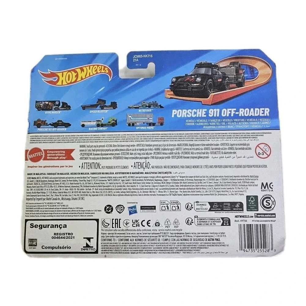 Hot Wheels Track Fleet Porsche 911 Off-Roader Black with Trailer HYT56 New - Picture 12 of 12